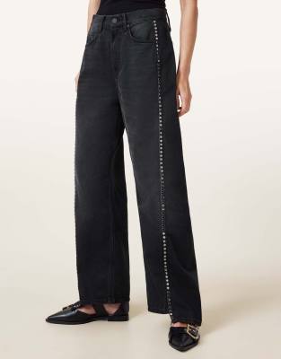 AllSaints - Frankie - Jeans mit Nietenbesatz-Schwarz