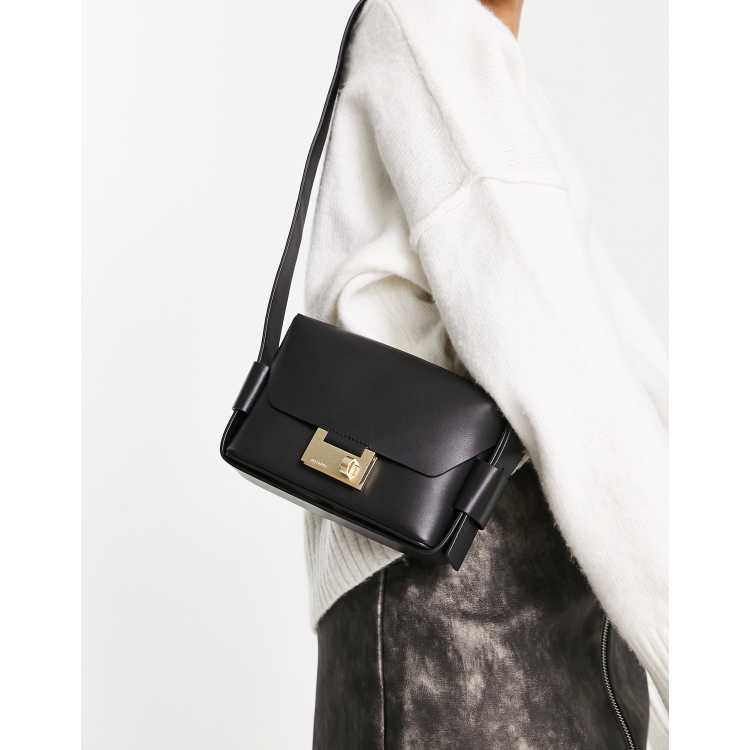 AllSaints Leather Shoulder Bag - Black Shoulder Bags, Handbags