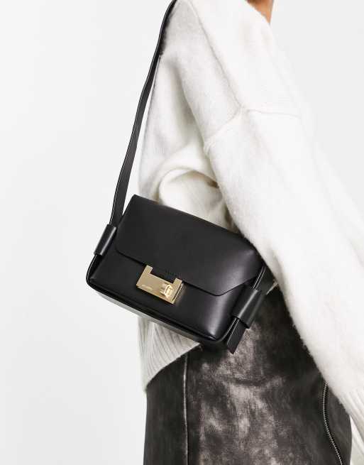 AllSaints Frankie Leather Crossbody Bag in Black