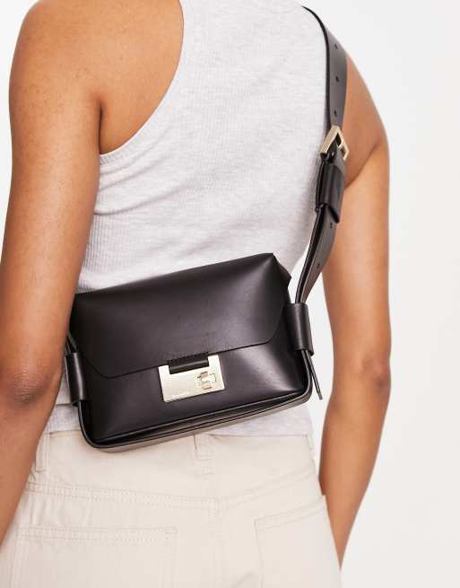 AllSaints Frankie leather crossbody bag in black ASOS