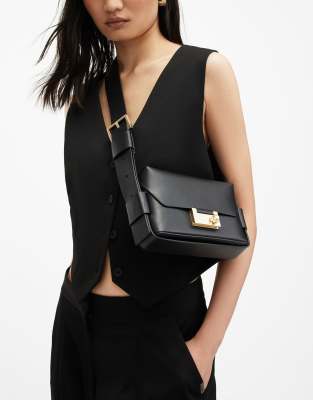 Frankie leather crossbody bag in black