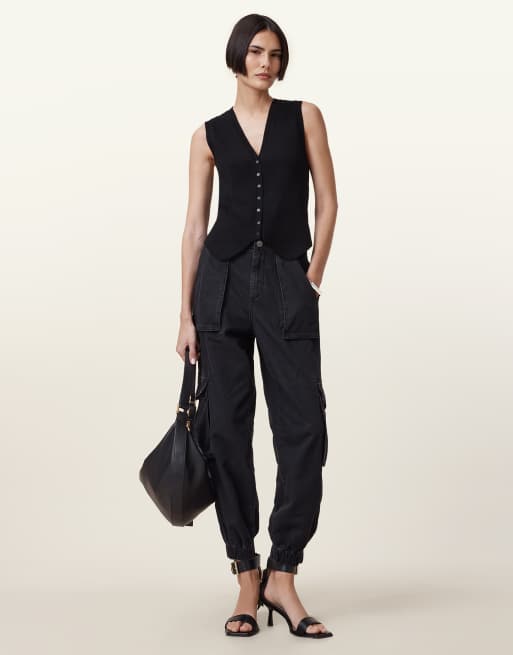 AllSaints - Freda - Denim broek in zwart