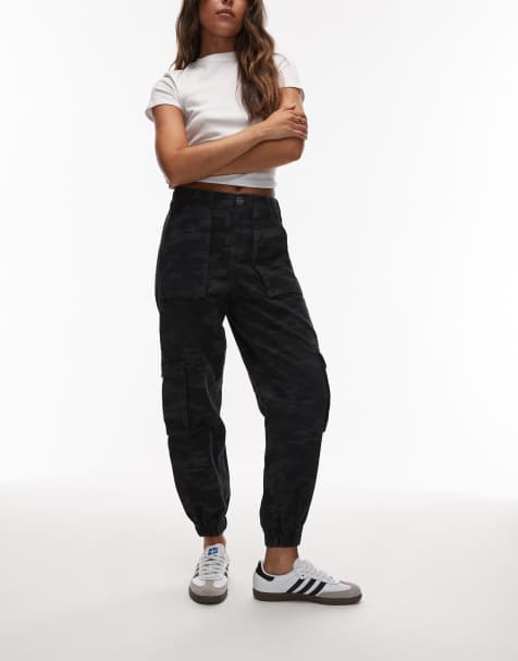 Allsaints Freda denim camo trouser in navy - MBLUE - view 1