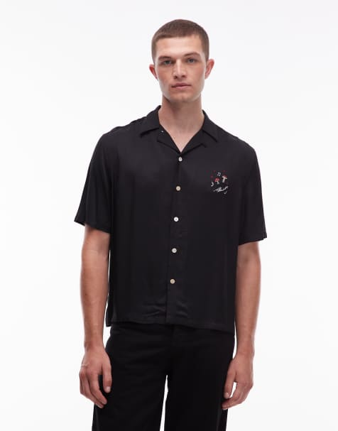 Allsaints Fungi short sleeve shirt in black - BLACK