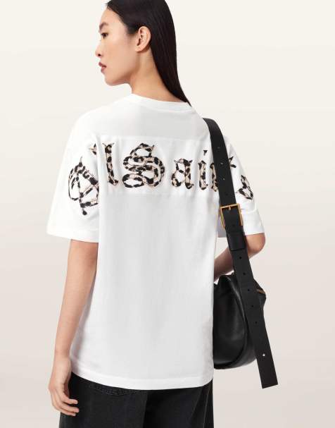 AllSaints fuse etta short sleeve t-shirt in optic white - view 1