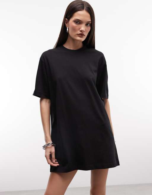 AllSaints Fuse leopard print back graphic mini t-shirt dress in black, 4 of 4