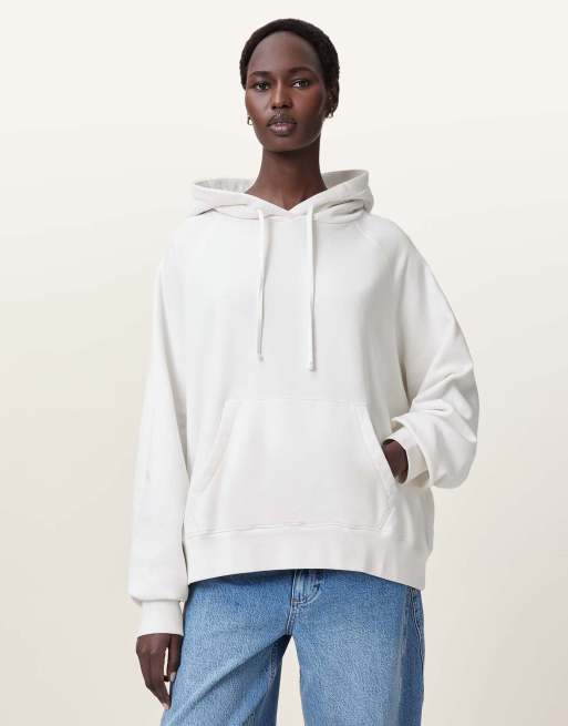AllSaints – Fuse Talon – Kapuzenpullover in Weiß