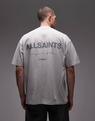 Allsaints Future logo t-shirt in grey - LGREY