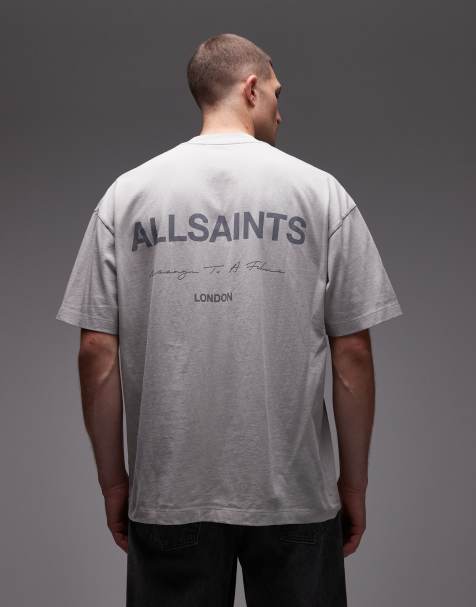 Allsaints Future logo t-shirt in grey 