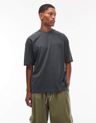 AllSaints - Future - T-shirt à logo - Noir délavé-Gris