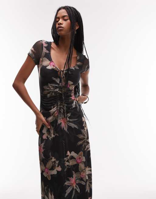 Allsaints gabby mesh dress in adena black | ASOS