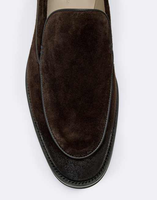 AllSaints Gabriel leather suede loafers in dark brown, 2 of 4