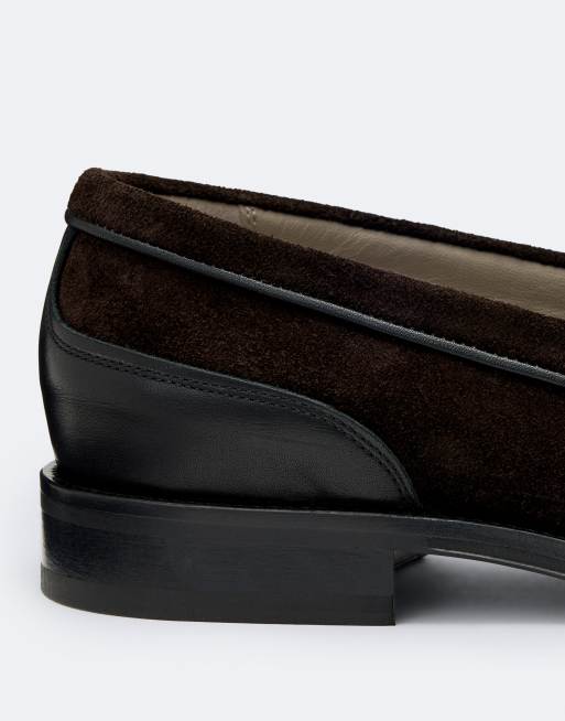 AllSaints Gabriel leather suede loafers in dark brown, 4 of 4