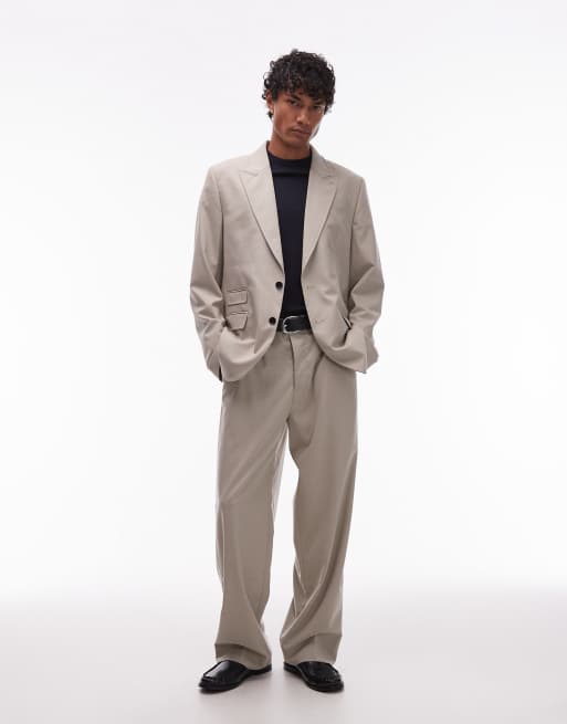 Allsaints Gallow tailored blazer in taupe - STONE, 2 of 5