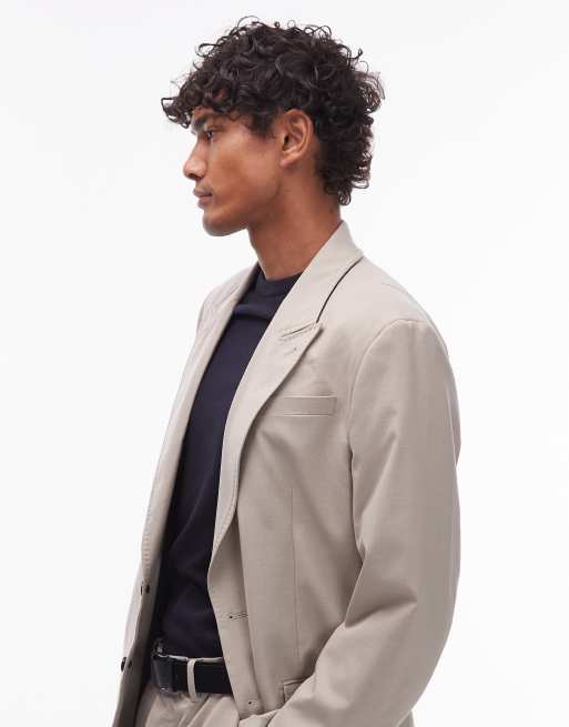Allsaints Gallow tailored blazer in taupe - STONE, 4 of 5