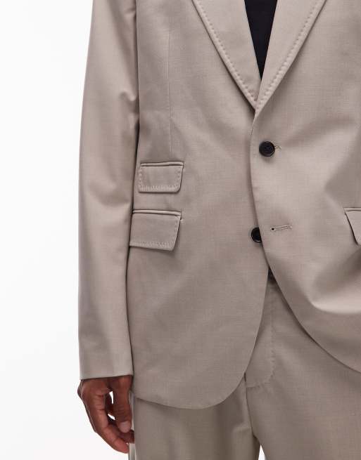 Allsaints Gallow tailored blazer in taupe - STONE, 5 of 5
