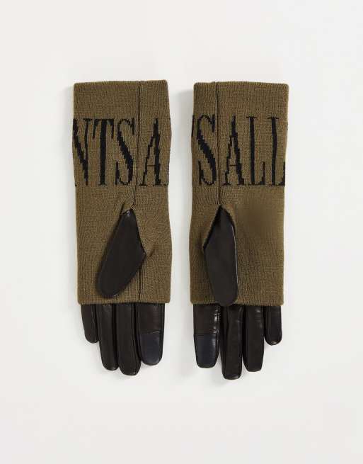 AllSaints - Gants en cuir et maille avec logo - Gris et noir , 2 de 4