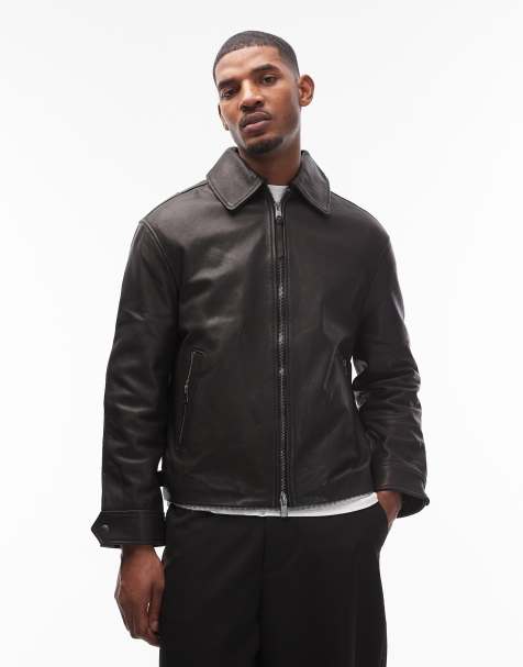 Allsaints garrison leather jacket in black - view 1