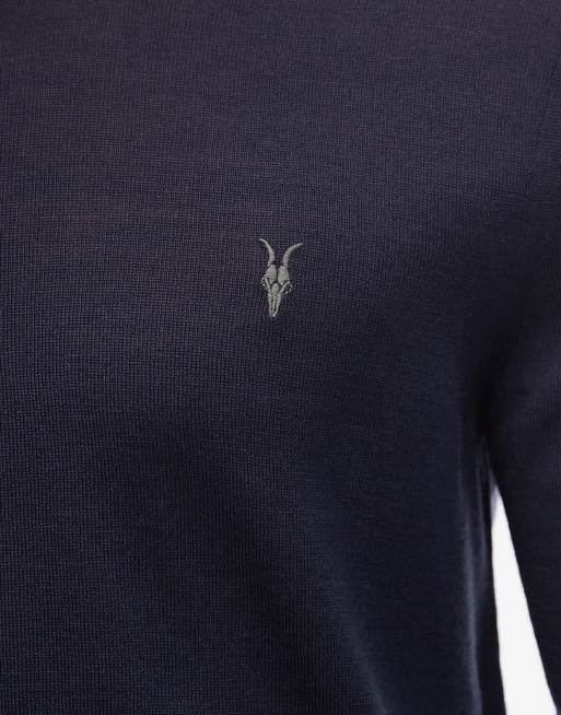AllSaints - Gebreide trui van merinowol met ronde hals in blauw, 5 van 5