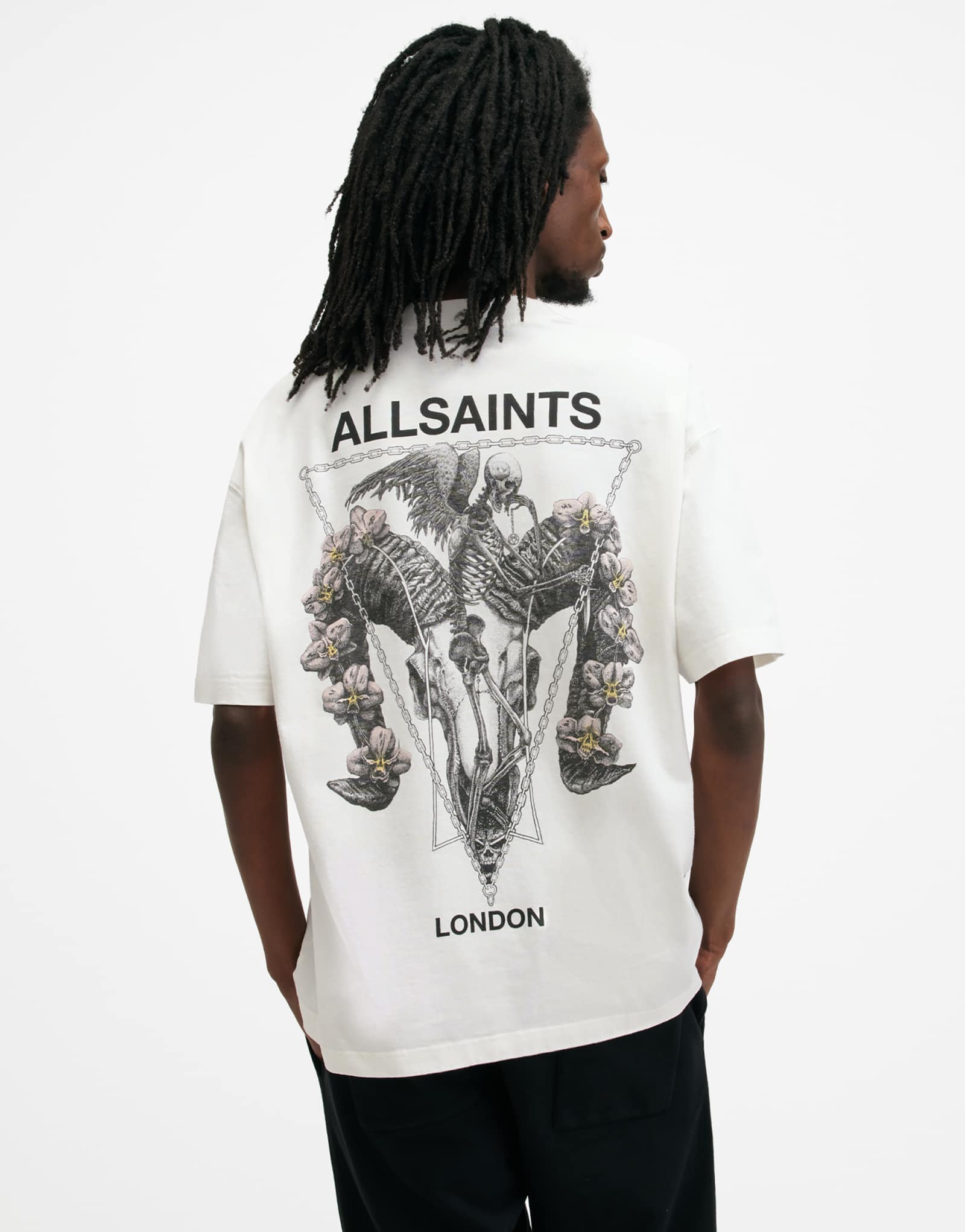 Белая футболка с принтом AllSaints Geist raskull