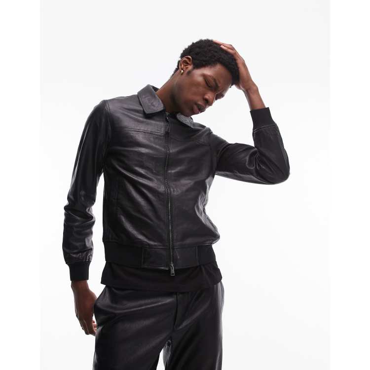 ALLSAINTS UTILITY LTHR BOMBER牛革（Black） Morten Leather Bomber Jacket Black | ALLSAINTS