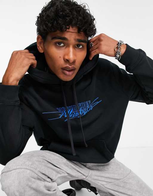 AllSaints Get Down Back Graphic Hoodie in Washed Black