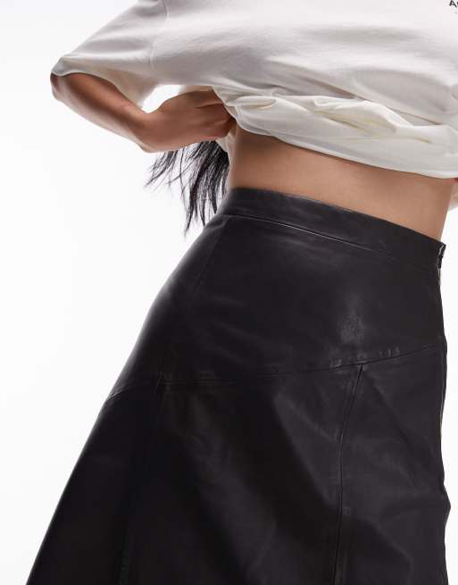 【未使用に近い】オール・セインツ　GIA LEATHER MIDI SKIRT AllSaints Gia leather maxi skirt in black | ASOS