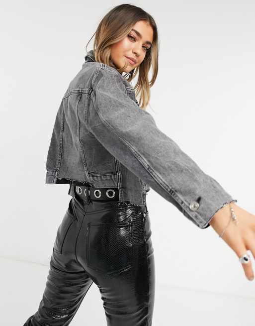 AllSaints - Giacca di jeans destrutturata grigio slavato, 2 di 4