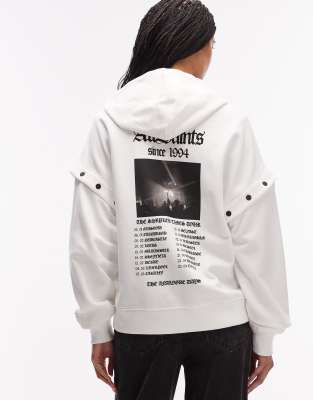 Allsaints Gig Amphia Zip Through Hoodie In White