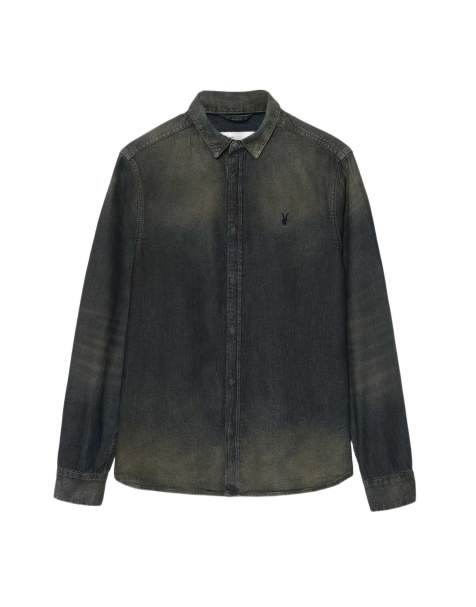 AllSaints Gleason chemise en jean en indigo foncé teinté - view 1