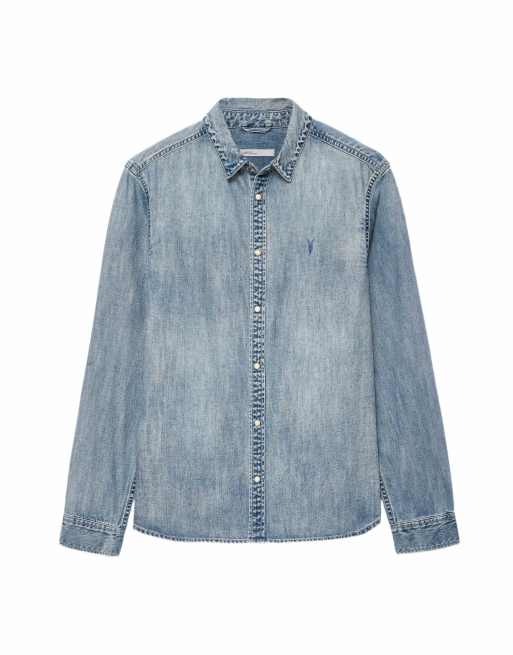 AllSaints Gleason Denim-Hemd in hellem Indigo, 2 von 6