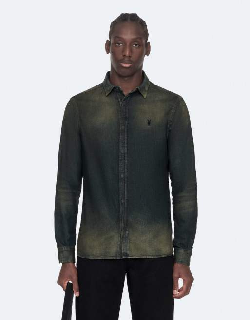 AllSaints Gleason Denimhemd in leicht getöntem Dunkelindigo, 5 von 7