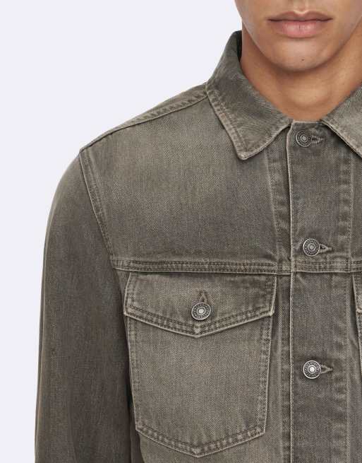 AllSaints gorra trucker regular en gris caqui, 6 de 7