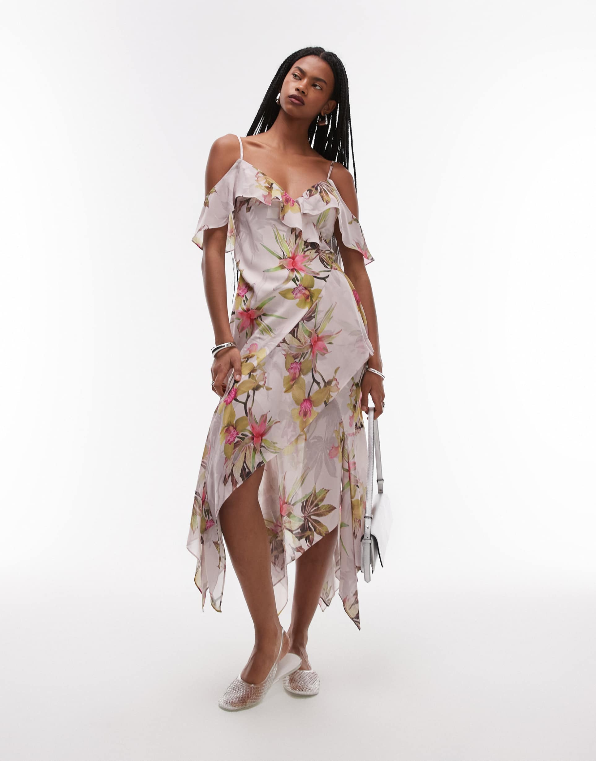 allsaints grace dress in adena soft pink