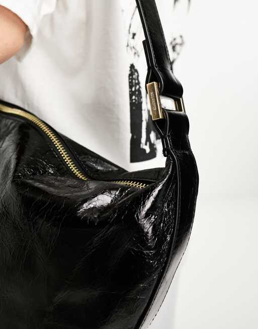 AllSaints - Grand sac porté épaule demi-lune en cuir - Noir, 2 de 4