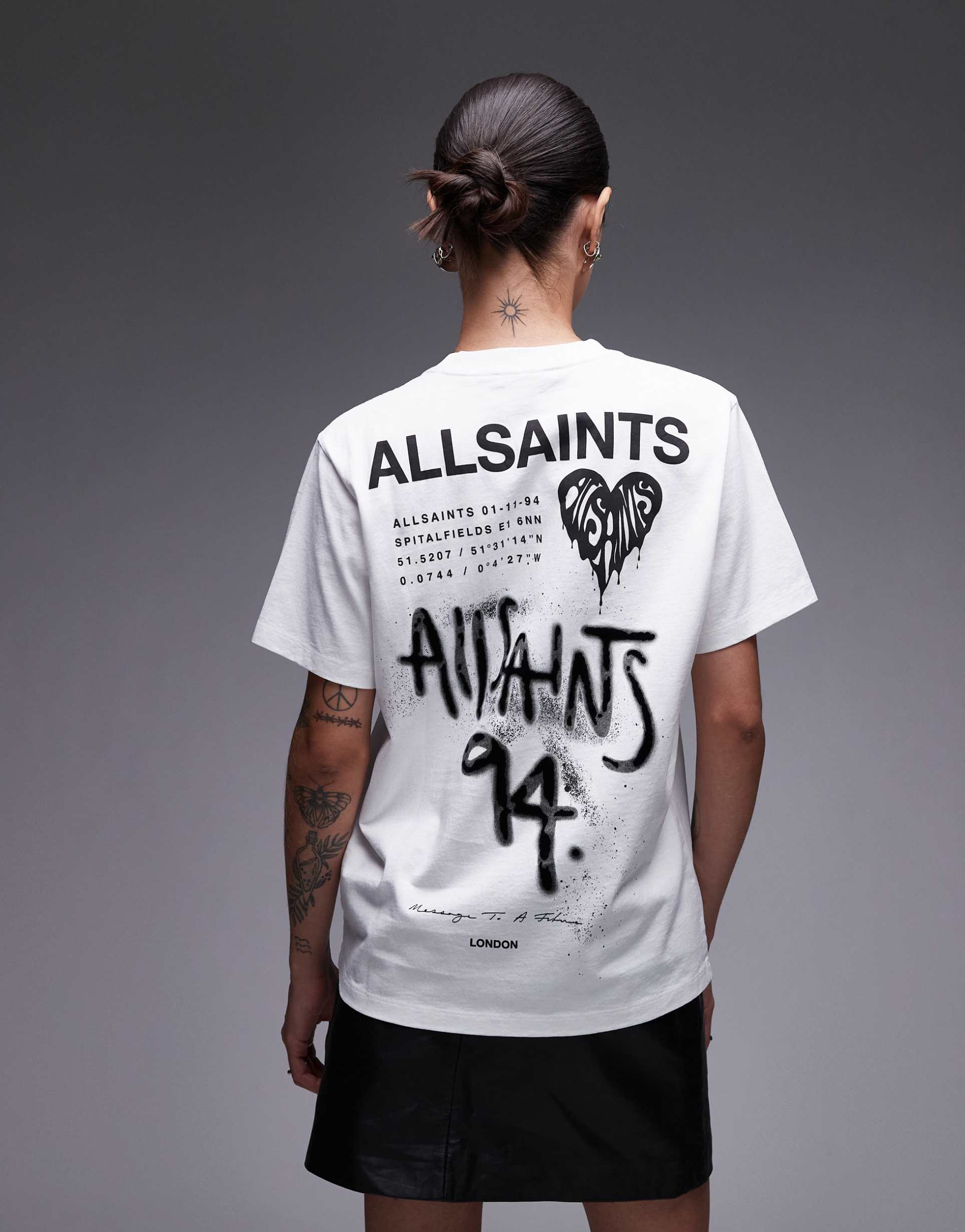 allsaints graphic poster boyfriend fit t-shirt in white