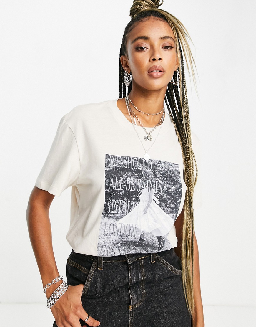 AllSaints graphic T-shirt in ivory-White