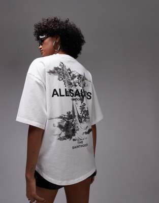 AllSaints - Guardian Amelie - Oversize-T-Shirt in Weiß mit Rückenprint