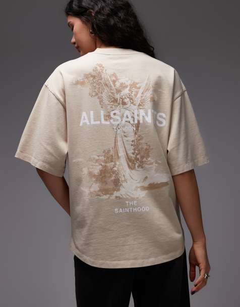 AllSaints - Guardian Amelie - T-shirt avec logo imprimé au dos - Beige - view 1