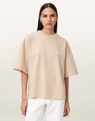 AllSaints - Guardian Amelie - T-Shirt in Sandy-Weiß