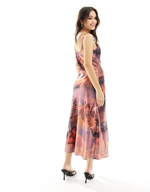 AllSaints Hadley Colca satin midi dress in lilac | ASOS