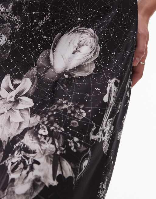 AllSaints - Hadley - Maxi jurk van satijn met print in zwart, exclusief bij ASOS, 3 van 4