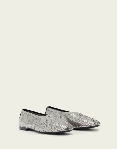 AllSaints – Hailee – Flache Schuhe in Stahlgrau - view 1