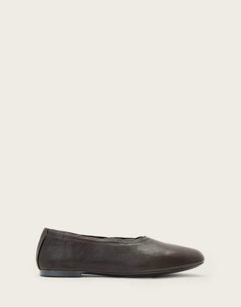 AllSaints Hailee leather ballet flats in dark brown - view 1
