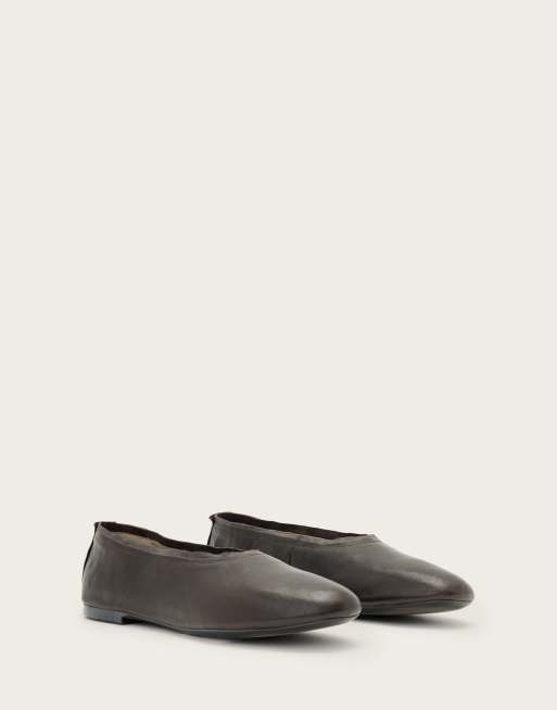 AllSaints Hailee leather ballet flats in dark brown, 2 of 4