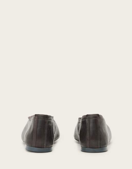 AllSaints Hailee leather ballet flats in dark brown, 3 of 4