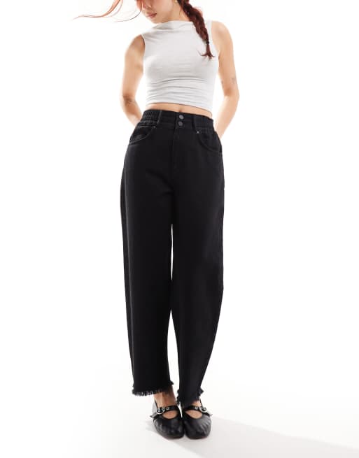 AllSaints - Hailey - Jean droit avec ourlets effrangés - Noir