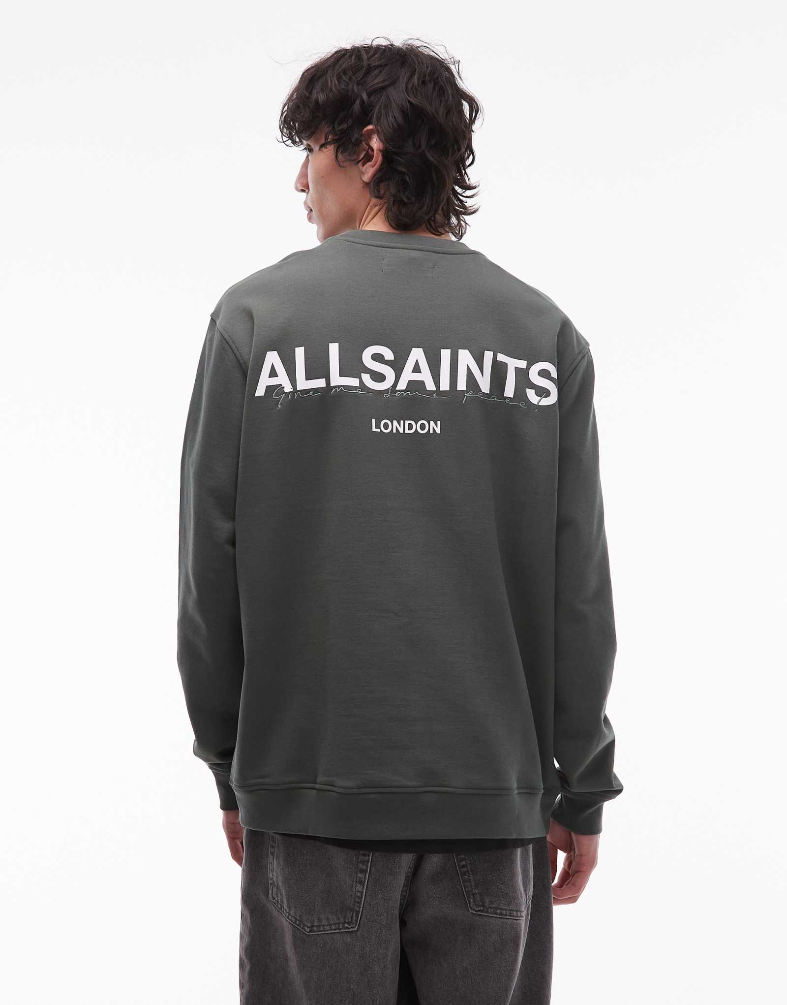 Толстовка Allsaints halcyon с круглым вырезом, цвет хаки, зеленый