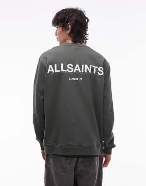 Allsaints halcyon crew neck sweatshirt in khaki