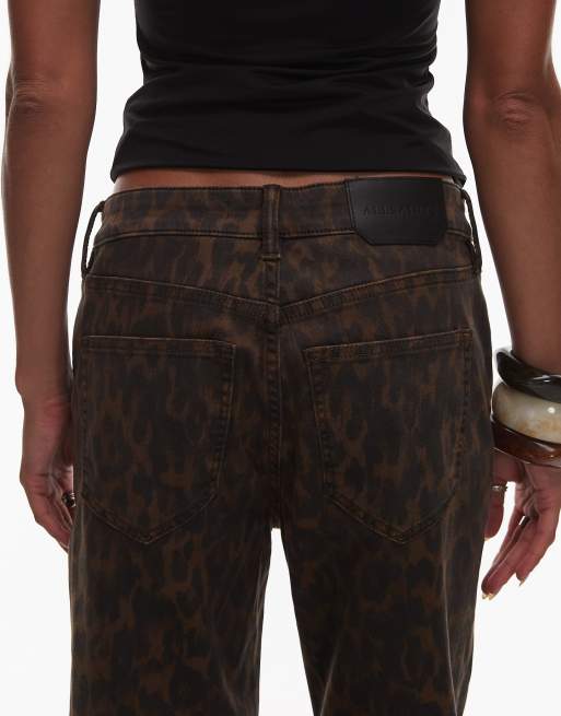 AllSaints – Haldan – Bruna och svarta bootcut-jeans med smal passform och leopardmönster , 4 av 5